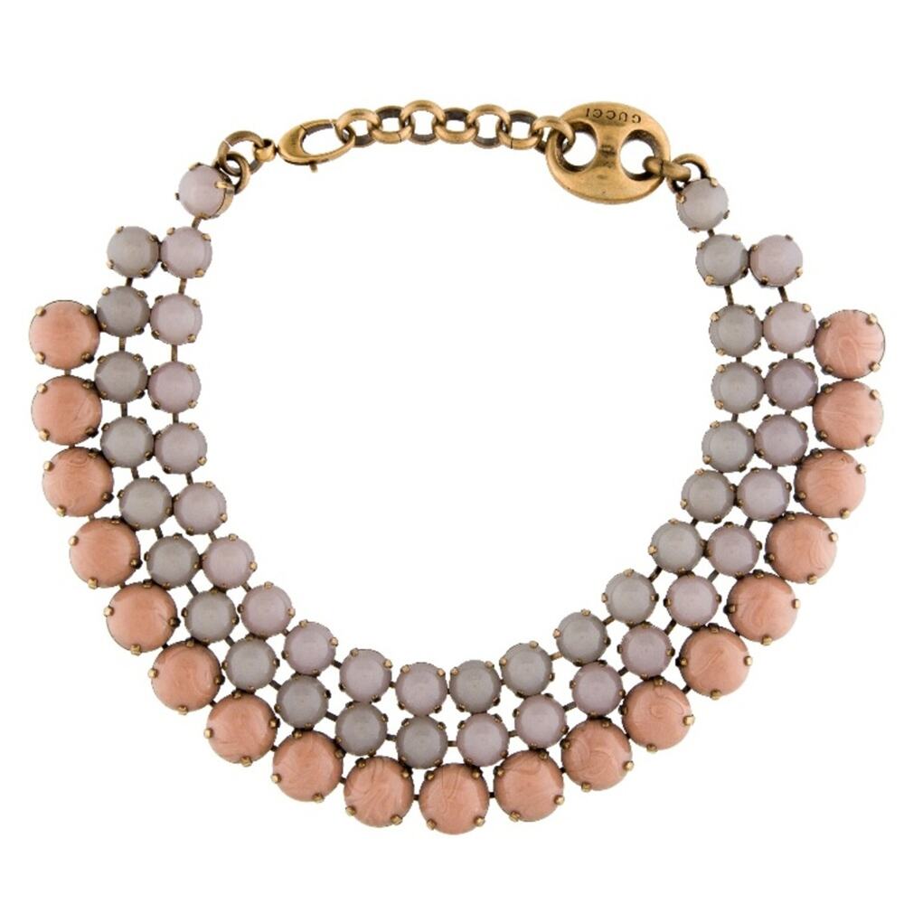 Gucci Resin Collar Blush Purple  Beaded Bib Necklace